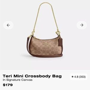 Coach Signature Canvas Teri Mini Crossbody Bag - Brown and Gold